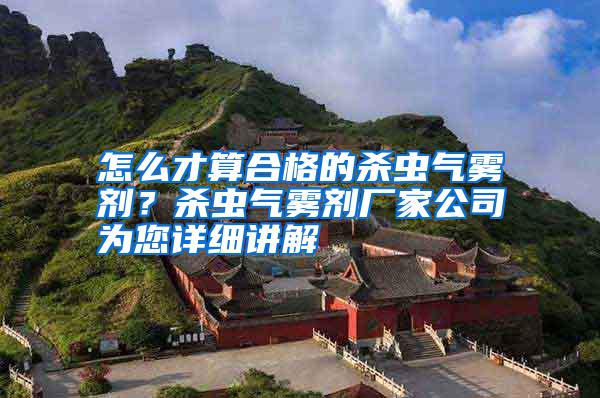 怎么才算合格的殺蟲氣霧劑?殺蟲氣霧劑廠家公司為您詳細講解