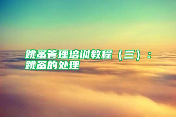 跳蚤管理培訓(xùn)教程(三):跳蚤的處理
